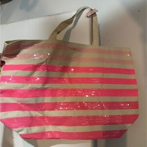 Summer 206 Victoria's Secret Sequin Pink and Beige Tote